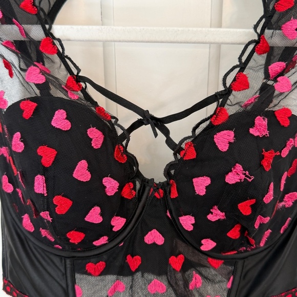 New! Victoria’s Secret Dream Angels Heart Embroidery Cap Corset Top 31651 - Picture 6 of 12